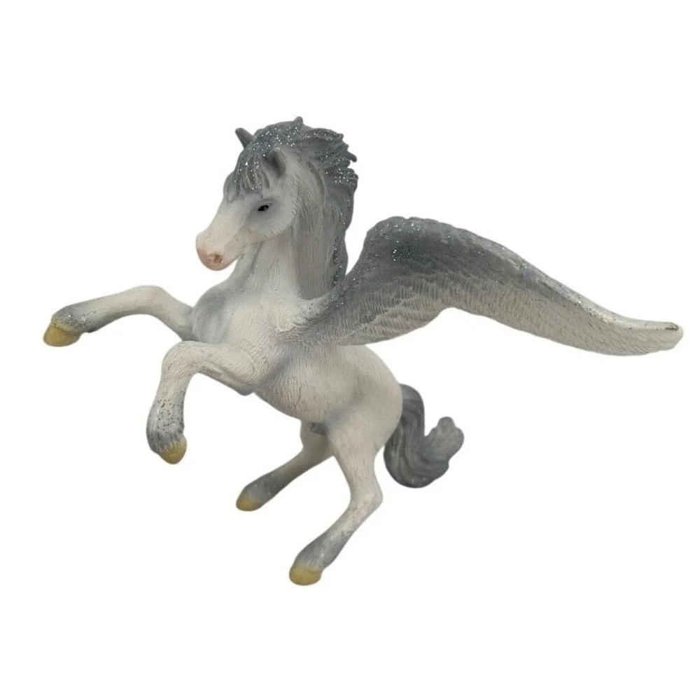 Schleich Bayala Pegasus Rearing Winged Mythical Horse Grey White Glitter 70202